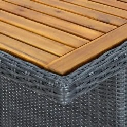 VidaXL Tuintafel Poly Rattan En Massief Acaciahout Donkergrijs -Geselecteerde Tuinmeubelwinkel 01b01db505194205b7b2226b1cb0a131