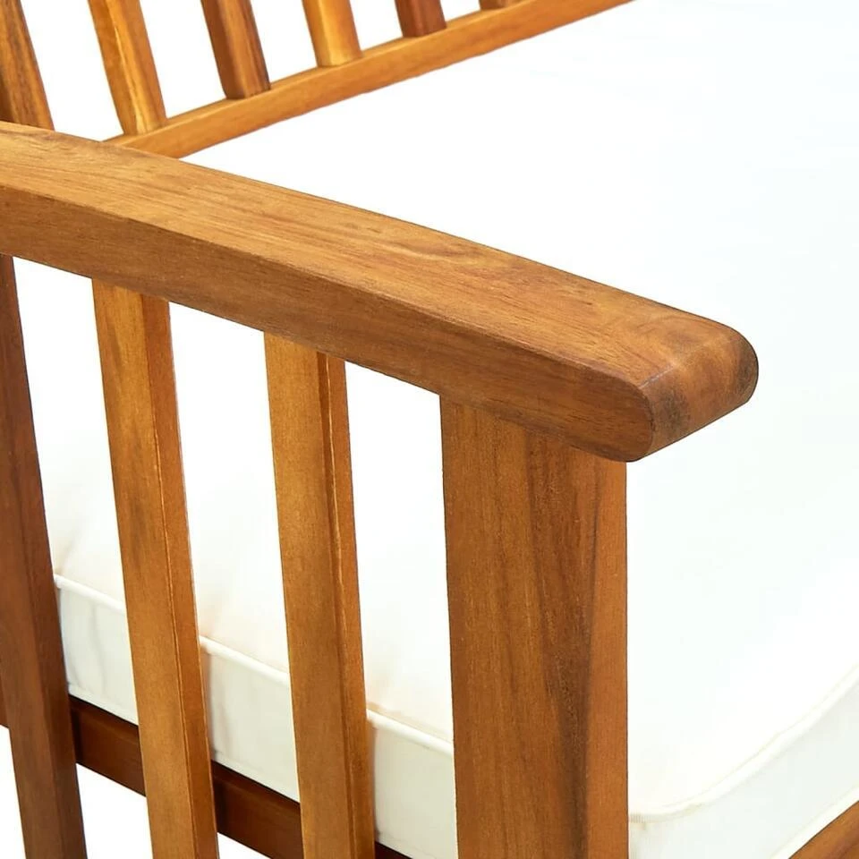 VidaXL - Tuinbank - Wit - Acaciahout - 147 Cm - Met Kussen 8 VidaXL - Tuinbank - Wit - Acaciahout - 147 Cm - Met Kussen - Afbeelding 6