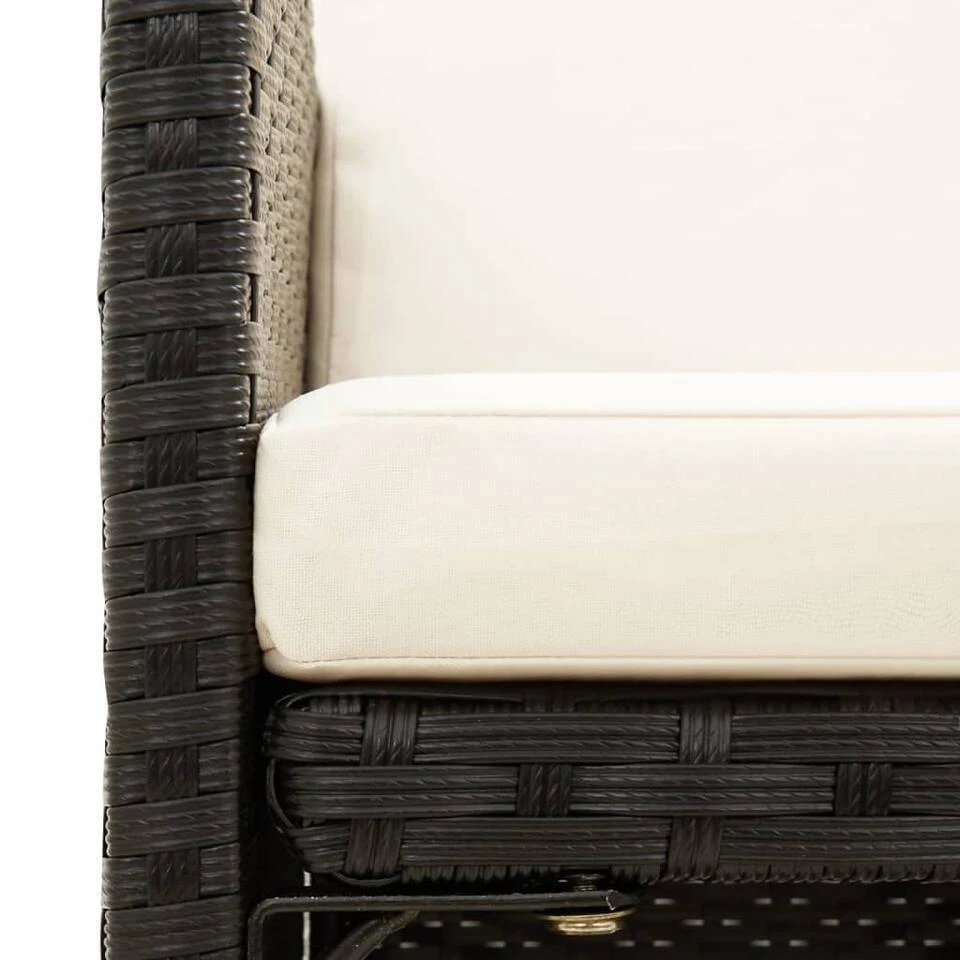 VidaXL - Tuinstoel En Voetenbank - Zwart - Poly Rattan - 4 Stuks 15 VidaXL - Tuinstoel En Voetenbank - Zwart - Poly Rattan - 4 Stuks - Afbeelding 13