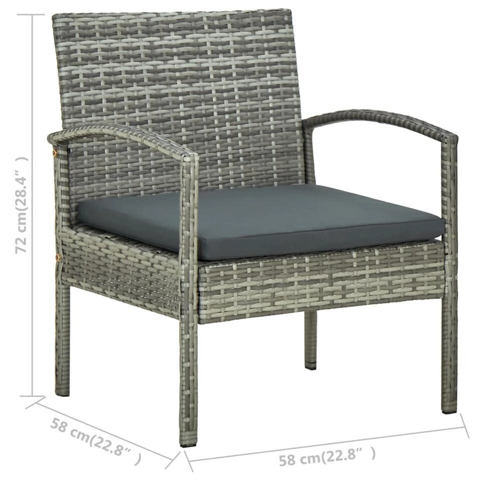 VidaXL - Tuin Fauteuil - Grijs - Poly Rattan 9 VidaXL - Tuin Fauteuil - Grijs - Poly Rattan - Afbeelding 7
