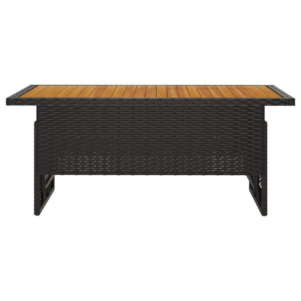 VidaXL - Tuintafel - Zwart - Acaciahout En Poly Rattan - 100x50x43/63 Cm 5 VidaXL - Tuintafel - Zwart - Acaciahout En Poly Rattan - 100x50x43/63 Cm - Afbeelding 3