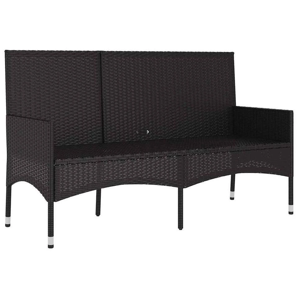 VidaXL - Tuinbank 3-zits - Zwart - Poly Rattan - Met Kussens 6 VidaXL - Tuinbank 3-zits - Zwart - Poly Rattan - Met Kussens - Afbeelding 4