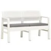 VidaXL Tuinbank 2-zits Met Kussens 120 Cm Kunststof Wit -Geselecteerde Tuinmeubelwinkel 1000003168