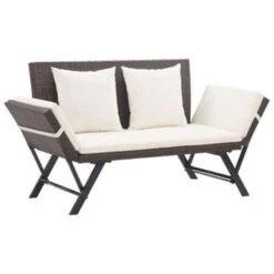 VidaXL Tuinbank Met Kussens 176 Cm Poly Rattan Bruin
