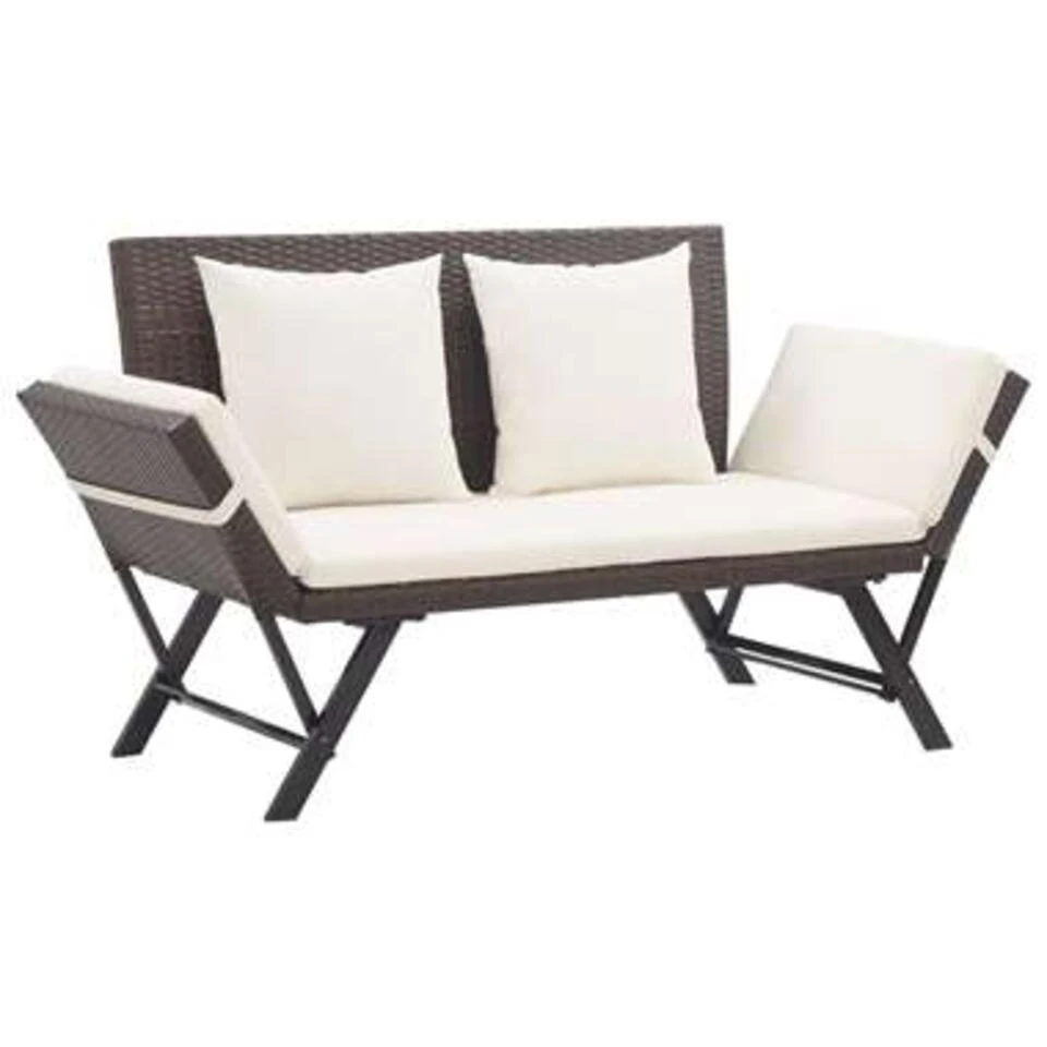 VidaXL Tuinbank Met Kussens 176 Cm Poly Rattan Bruin 3 VidaXL Tuinbank Met Kussens 176 Cm Poly Rattan Bruin