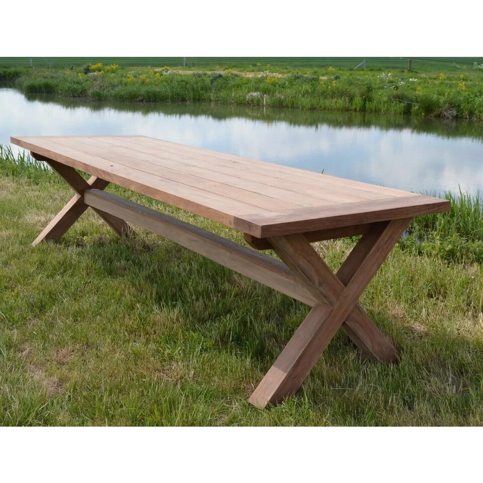 Livingfurn - Tuintafel Table Cross - 100x200x78 - Teakhout 4 Livingfurn - Tuintafel Table Cross - 100x200x78 - Teakhout - Afbeelding 2