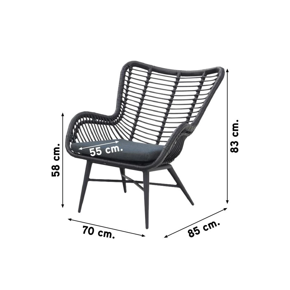 VDG Jasmine Loungestoelen Set - Black 4 VDG Jasmine Loungestoelen Set - Black - Afbeelding 2