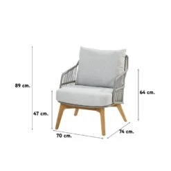 4 Seasons Sempre Loungestoel + Voetenbank - Teak/Silver Grey -Geselecteerde Tuinmeubelwinkel 1000052975 0102