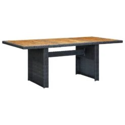 VidaXL Tuintafel Poly Rattan En Massief Acaciahout Donkergrijs