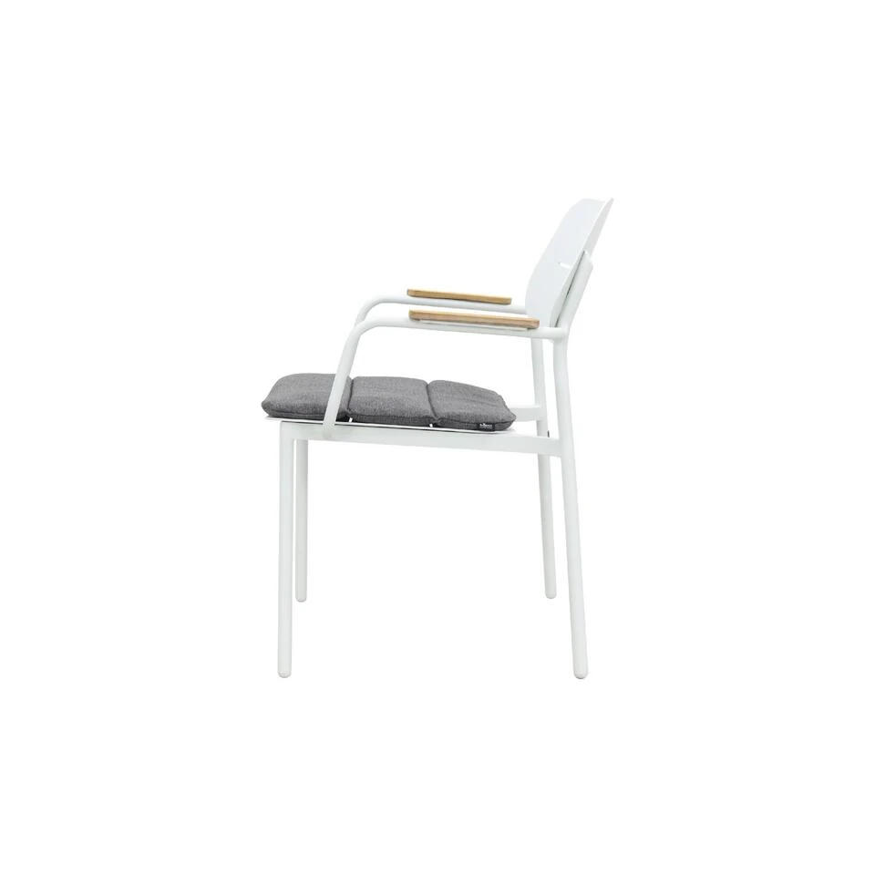 GreenChair Courage Dining Chair - Teak Armleuning - White 4 GreenChair Courage Dining Chair - Teak Armleuning - White - Afbeelding 2