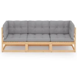 VidaXL Tuinbank 3-zits Met Kussens Massief Grenenhout -Geselecteerde Tuinmeubelwinkel 1000060770 0101
