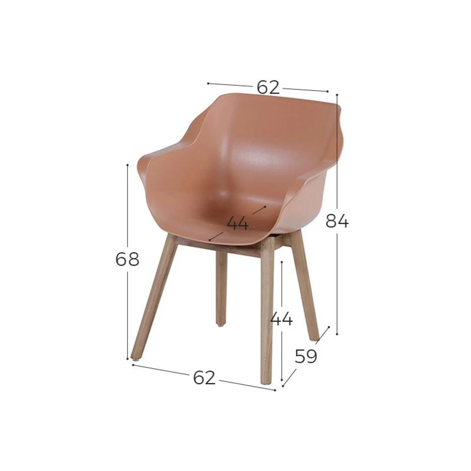 Set Van 2- Hartman Sophie Studio Diningstoel-Italian Terra- Teak Poot 4 Set Van 2- Hartman Sophie Studio Diningstoel-Italian Terra- Teak Poot - Afbeelding 2