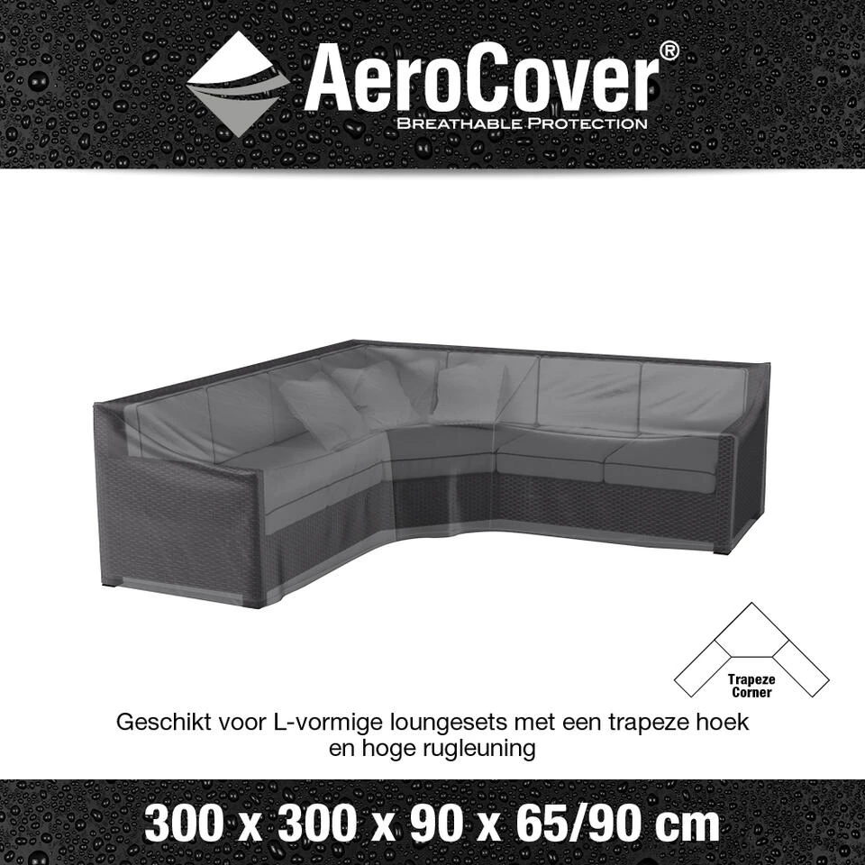 Aerocover Loungesethoes 300x300x90x65 Cm - L-vorm Trapeze 4 Aerocover Loungesethoes 300x300x90x65 Cm - L-vorm Trapeze - Afbeelding 2