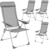 Tectake - Kampeerstoelen - Campingstoel - Tuinstoel - Set Van 4 - Grijs -Geselecteerde Tuinmeubelwinkel 1000078034