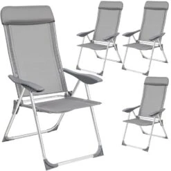 Tectake - Kampeerstoelen - Campingstoel - Tuinstoel - Set Van 4 - Grijs