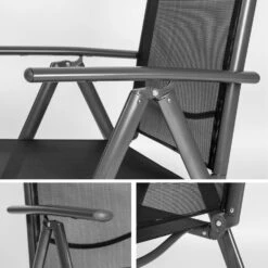 Tectake - Aluminium Tuinstoel / Tuin Stoel Antraciet - Zwart -Geselecteerde Tuinmeubelwinkel 1000078044 0103