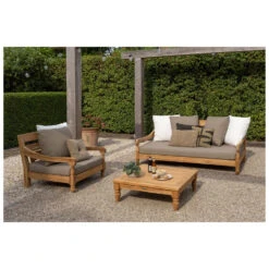 Exotan Loungestoel Tuin Kawang - Teak - Taupe - 98x103x80 -Geselecteerde Tuinmeubelwinkel 1000089020 0102