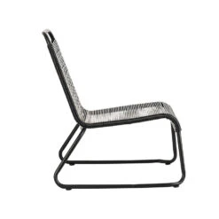 Relax Tuinstoel Met Voetenbank Lia Touw Zwart - 78x70x84 Cm - Touw - Zwart -Geselecteerde Tuinmeubelwinkel 1000092400 0103