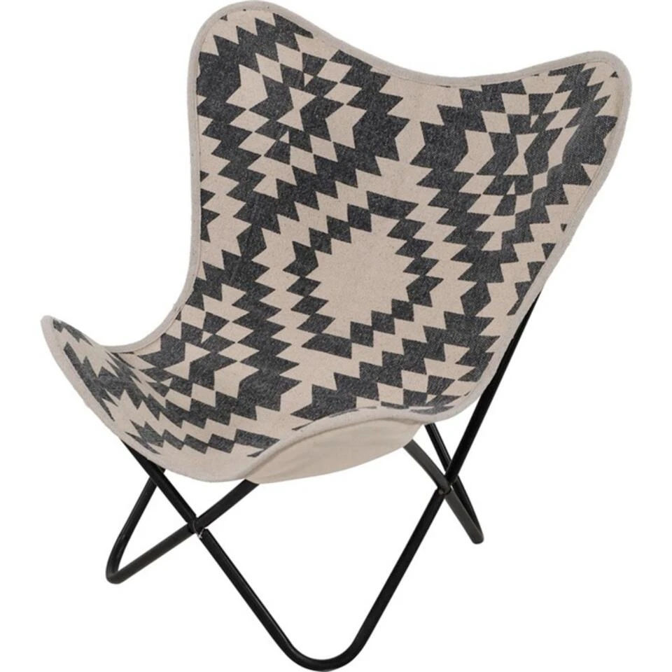 Brent Vlinderstoel Zwart/wit - Leder - Zwart 3 Brent Vlinderstoel Zwart/wit - Leder - Zwart