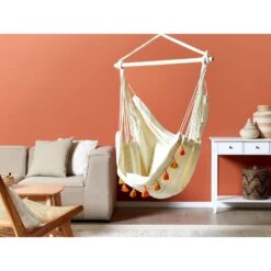 Beliani Hangstoel VARENA - Beige Katoen -Geselecteerde Tuinmeubelwinkel 1000096792 0103