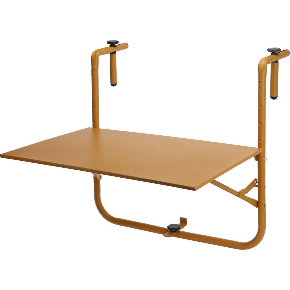 Pro Garden Balkon Tafel - Metaal - Mat Mosterd Geel - 60 X 43 Cm 3 Pro Garden Balkon Tafel - Metaal - Mat Mosterd Geel - 60 X 43 Cm