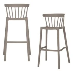 WOOOD Bliss Barstoelen Buiten - Kunststof - Taupe - Set Van 2