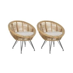MARATEA - Tuinstoel Set Van 2 - Lichtbeige - Rotan