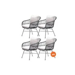 Set Van 4 - Garden Impressions Margriet Tuinstoel - Zwart/Zand