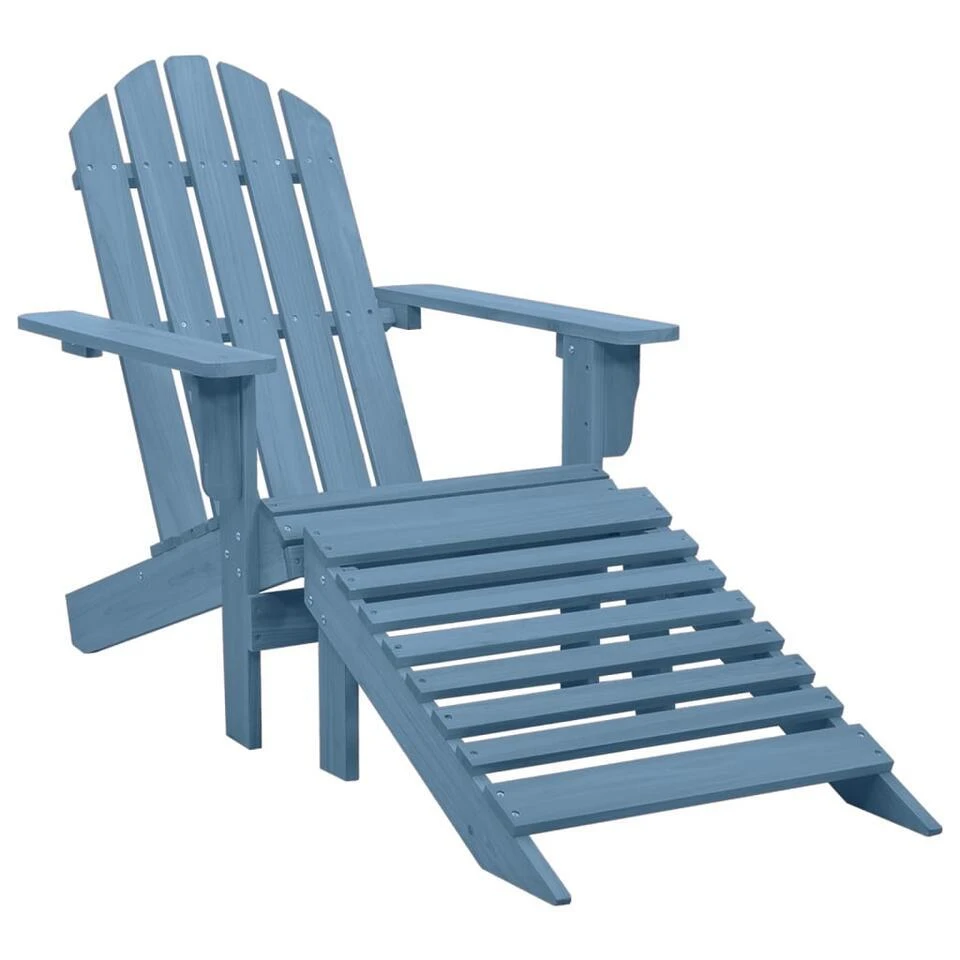 VidaXL - Tuinstoel Adirondack - Blauw - Hout - Met Voetenbank 3 VidaXL - Tuinstoel Adirondack - Blauw - Hout - Met Voetenbank