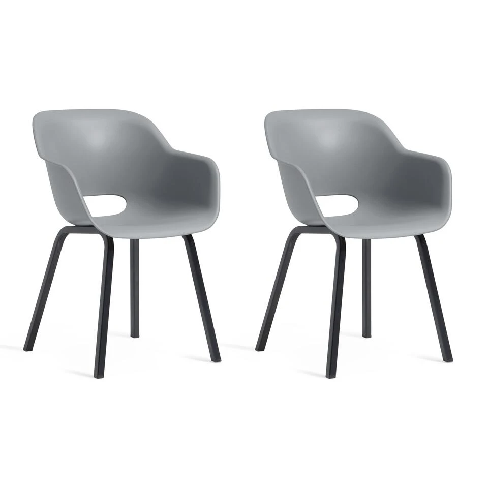 Keter Noa Tuinstoel - 2 Stuks - 55x56,5x80cm - Metalen Frame - Grijs 3 Keter Noa Tuinstoel - 2 Stuks - 55x56,5x80cm - Metalen Frame - Grijs