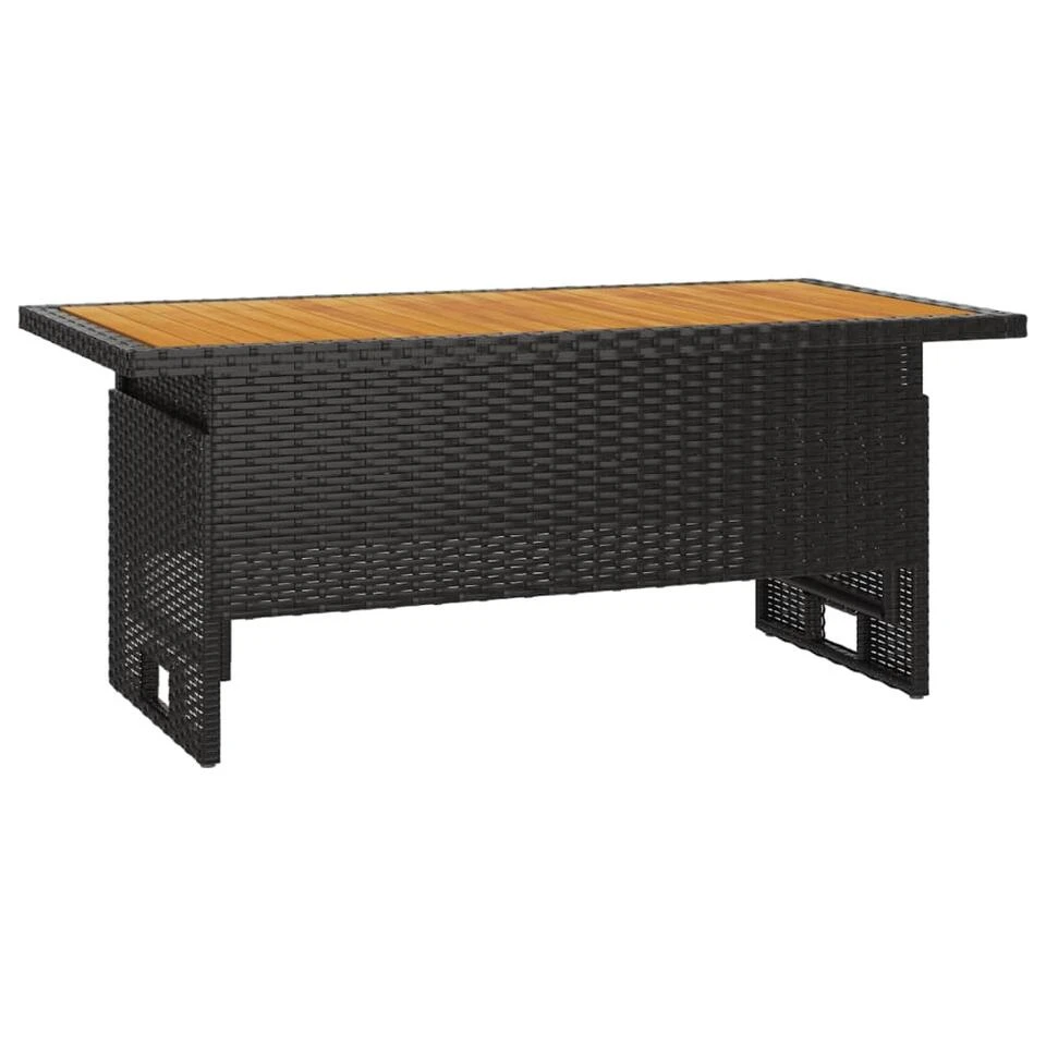 VidaXL - Tuintafel - Zwart - Acaciahout En Poly Rattan - 100x50x43/63 Cm 3 VidaXL - Tuintafel - Zwart - Acaciahout En Poly Rattan - 100x50x43/63 Cm