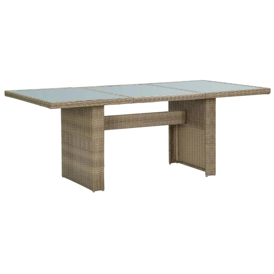 VidaXL - Tuintafel - Bruin - Glas En Poly Rattan - 200x100x74 Cm 3 VidaXL - Tuintafel - Bruin - Glas En Poly Rattan - 200x100x74 Cm