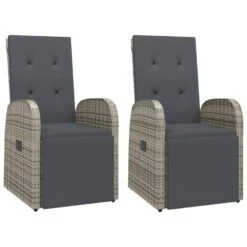 VidaXL - Tuinstoelen - Grijs - Poly Rattan - 2 Stuks - Verstelbaar - Met Kussens