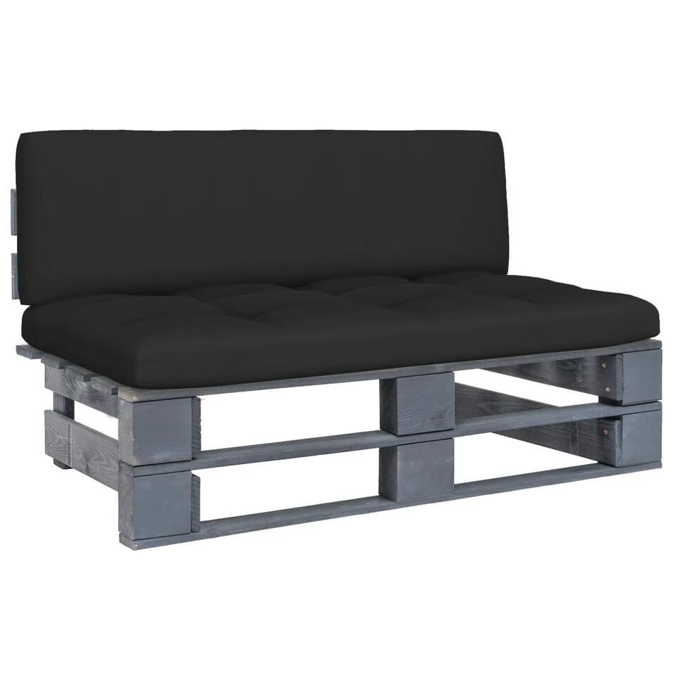 VidaXL - Pallet Middenbank - Grijs - Grenenhout 3 VidaXL - Pallet Middenbank - Grijs - Grenenhout