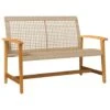 VidaXL - Tuinbank - Beige - Poly Rattan En Acaciahout Beige - 112 Cm -Geselecteerde Tuinmeubelwinkel 1000163376