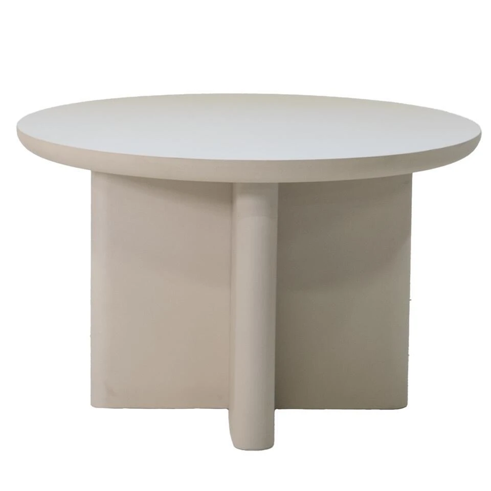 Tuintafel Rond 120cm - Beige Betonlook - Acryl Coating - Miso 3 Tuintafel Rond 120cm - Beige Betonlook - Acryl Coating - Miso