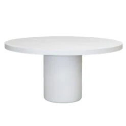 Tuintafel Rond 150cm - Wit Eco Composiet - Betonlook - Eden