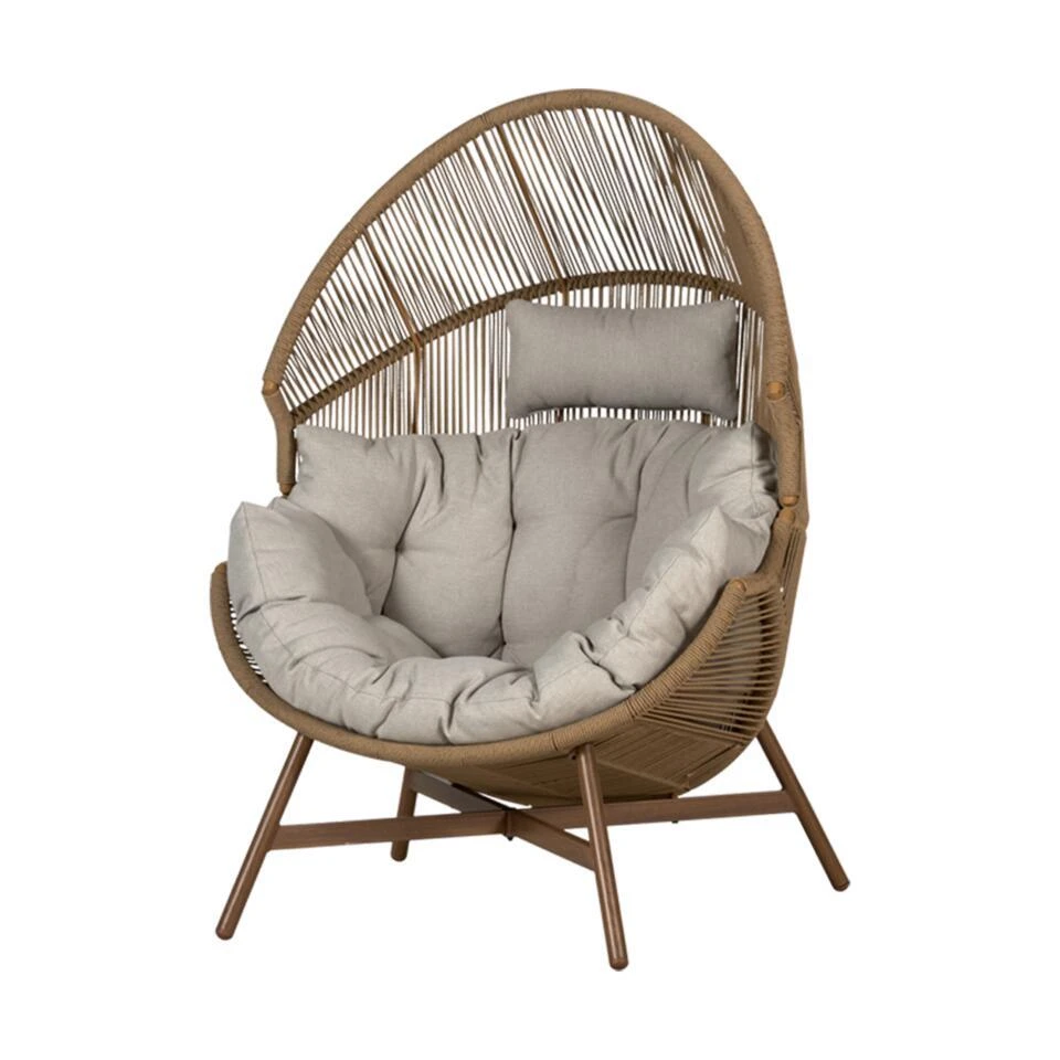 Lisomme Ayla Rattan Tuin Loungestoel Beige - Met Zitkussens 3 Lisomme Ayla Rattan Tuin Loungestoel Beige - Met Zitkussens
