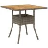 VidaXL - Tuintafel Met Acaciahouten Blad - Grijs - Poly Rattan - 80 X 80 X 75 Cm -Geselecteerde Tuinmeubelwinkel 1000170686