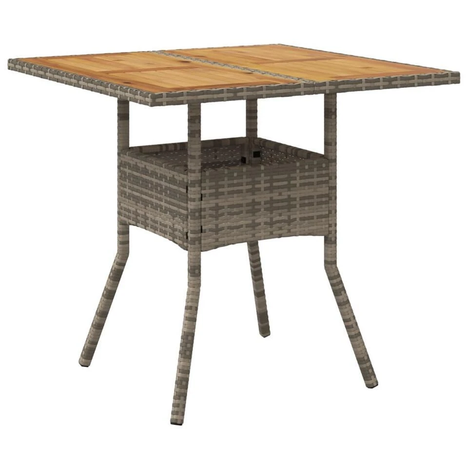 VidaXL - Tuintafel Met Acaciahouten Blad - Grijs - Poly Rattan - 80 X 80 X 75 Cm 3 VidaXL - Tuintafel Met Acaciahouten Blad - Grijs - Poly Rattan - 80 X 80 X 75 Cm