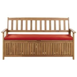 SOVANA - Tuinbank Met Opbergruimte - Lichthout/Rood - Acaciahout
