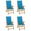 VidaXL - Verstelbare Tuinstoelen Met Kussens - Blauw - Hout - 4 Stuks 2 VidaXL - Verstelbare Tuinstoelen Met Kussens - Blauw - Hout - 4 Stuks -Geselecteerde Tuinmeubelwinkel 1000172583