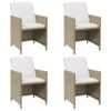 VidaXL - Tuinstoelen - Kussens - Beige - Poly Rattan - 4 Stuks