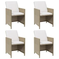 VidaXL - Tuinstoelen - Kussens - Beige - Poly Rattan - 4 Stuks