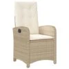 VidaXL - Tuinstoel Verstelbaar Met Kussens - Beige - Poly Rattan - 57x58.5x93 Cm -Geselecteerde Tuinmeubelwinkel 1000179596
