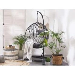 Beliani Hangstoel ASPIO - Zwart Pe Rotan 8 Beliani Hangstoel ASPIO - Zwart Pe Rotan -Geselecteerde Tuinmeubelwinkel 1498029831 0102