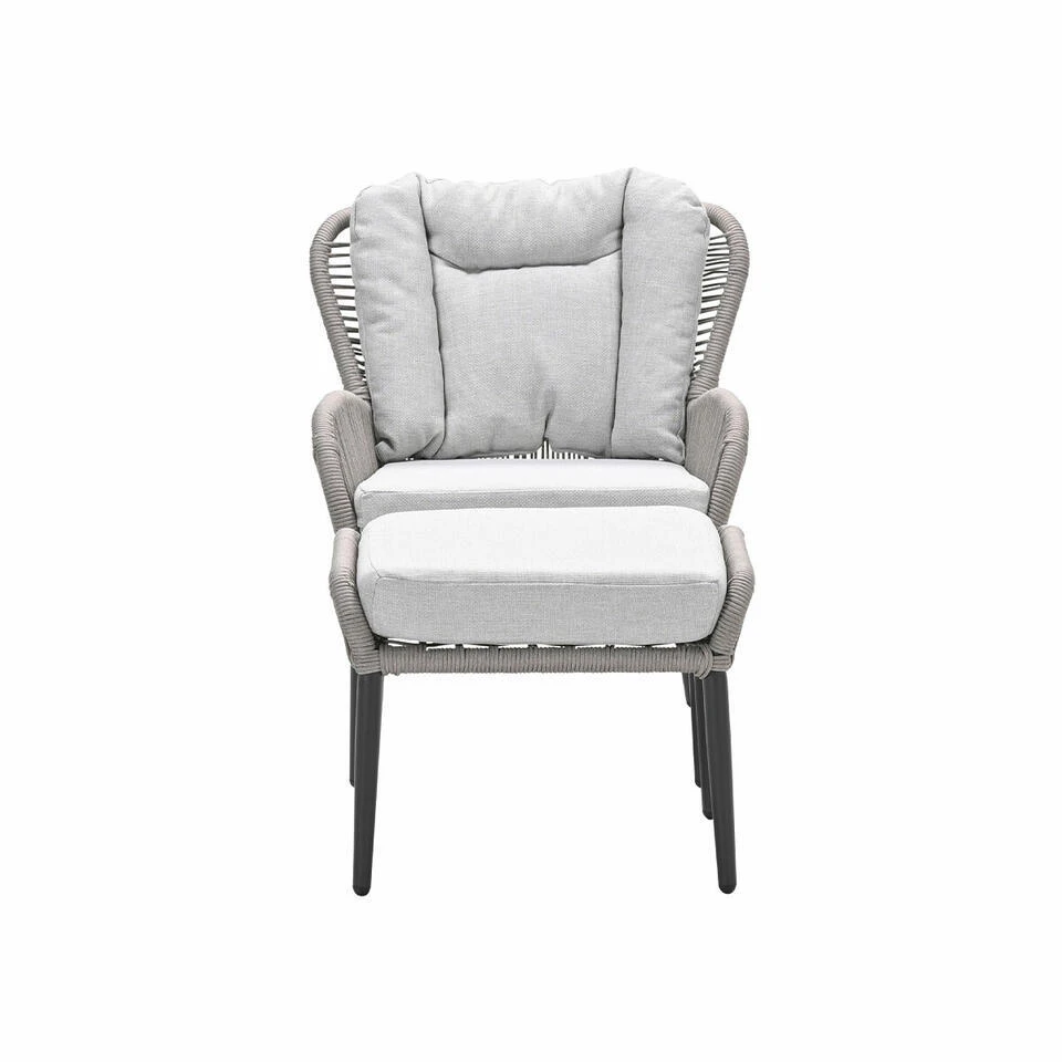 Andorra Fauteuil - Incl. Voetenbank - C. Black - Rope Taupe - Sand 11 Andorra Fauteuil - Incl. Voetenbank - C. Black - Rope Taupe - Sand - Afbeelding 9