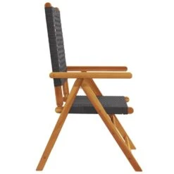 VidaXL - Verstelbare Tuinstoelen - Zwart - Poly Rattan En Hout Zwart - 4 Stuks -Geselecteerde Tuinmeubelwinkel 15bf2699872b4b68be0ac7967c367d42