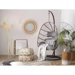 Beliani Hangstoel CASOLI - Grijs Pe Rotan -Geselecteerde Tuinmeubelwinkel 1640452479 0101