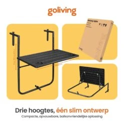 Goliving Balkontafel - Inklapbaar - Hangend - 60 X 40 Cm - Hoogteverstelbaar 17 Goliving Balkontafel - Inklapbaar - Hangend - 60 X 40 Cm - Hoogteverstelbaar -Geselecteerde Tuinmeubelwinkel 1888e4069714499596e76d6432fdea9c